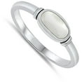 thumbnail image 4 of CHOOSE YOUR COLOR Oval Simulated Mother of Pearl Vintage Ring .925 Sterling Silver Band Female Size 4, 4 of 4