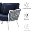 thumbnail image 3 of Lounge Sectional Sofa Chair Table Set, Navy White, Aluminum, Metal, Fabric, Modern Contemporary, Outdoor Patio Balcony Cafe Bistro Garden Furniture Hotel Hospitality, 3 of 10