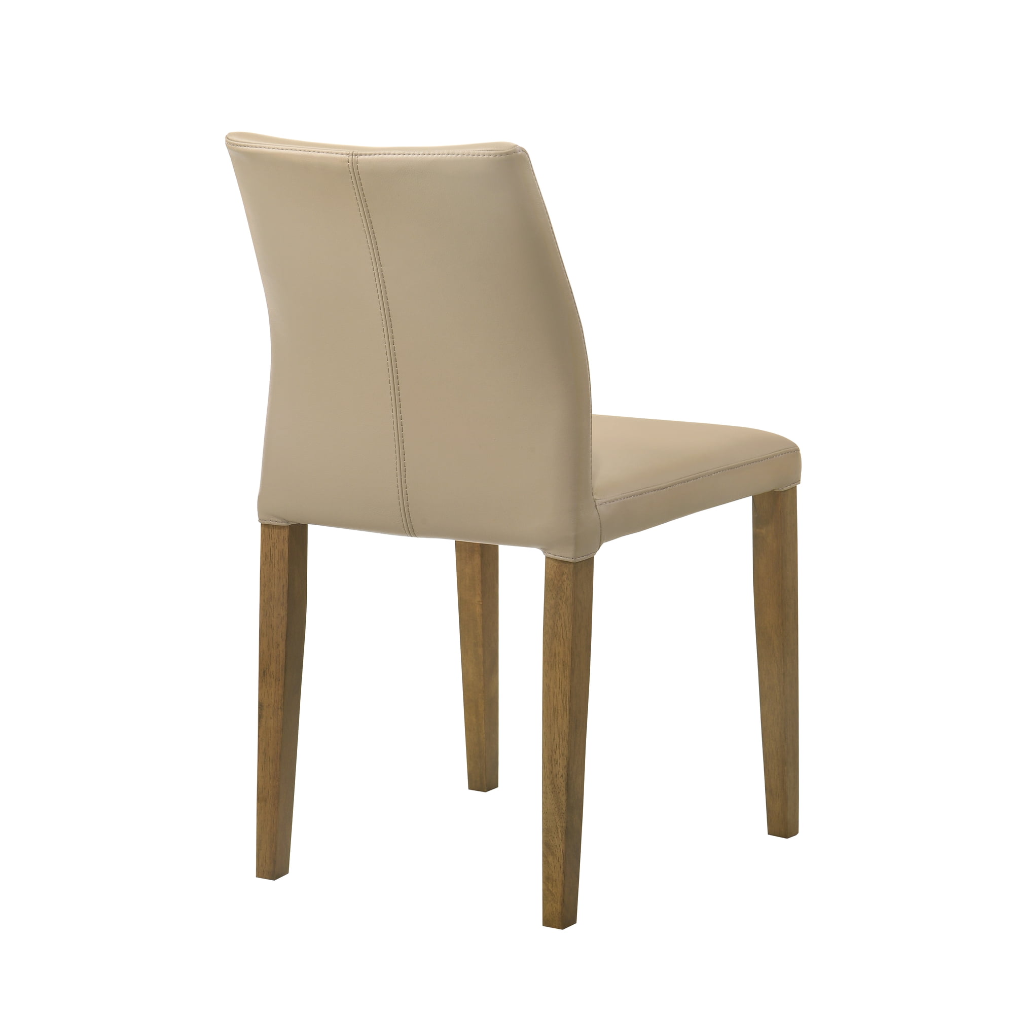 Elyza Full Back Top Grain Leather Upholstered Wood Dining Chairs in Khaki - Set of 2