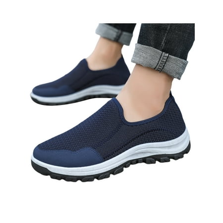 

Sanviglor Men Sneakers Round Toe Walking Shoes Slip On Running Shoe Outdoor Comfortable Breathable Sneaker Lightweight Mesh Flats Blue 7.5