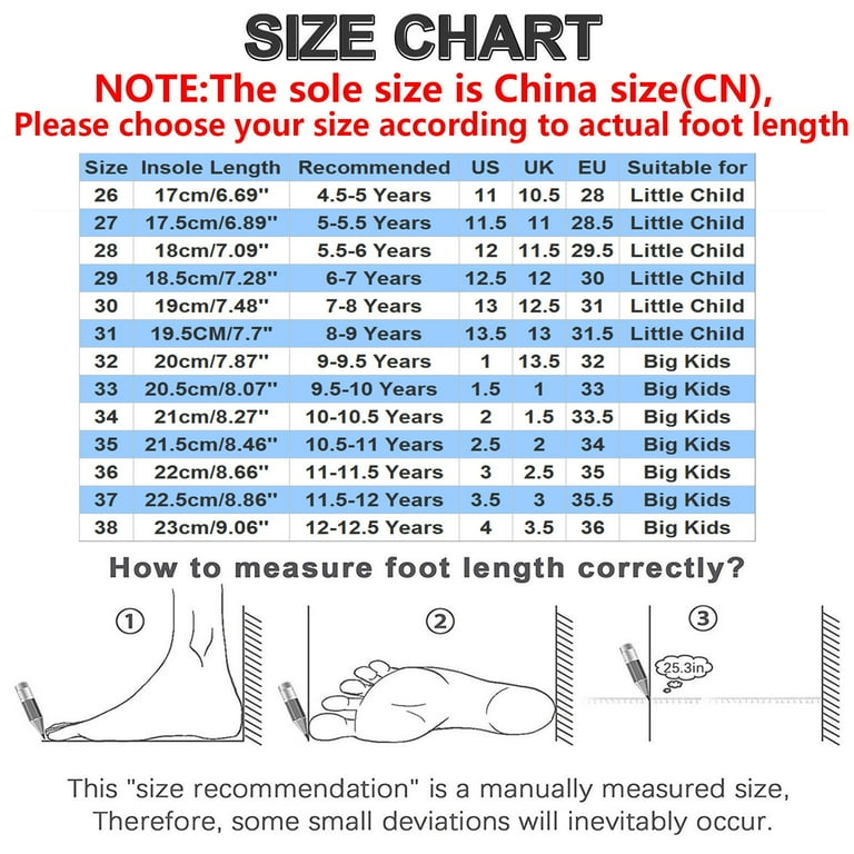 Big girl outlet shoes size chart