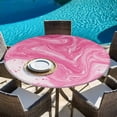 thumbnail image 6 of Pink Marble Round Tablecloth, Fitted Table Cover with Elastic for 36"-44" Round Tables, Modern Ombre Abstract Fluid Aesthetic Art Table Cloth Outdoor Indoor Dinning Party Waterproof Tablecloths, 6 of 7