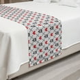 thumbnail image 2 of Skull Bed Runner, Geometric Skulls and Hearts Crosses Stitch Work Knitted Nordic Pattern Print, Decorative Accent Bedding Scarf for Hotels Homes and Guestrooms, Queen, Grey Red Coconut, by Ambesonne, 2 of 2