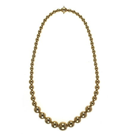 18k Gold High Polish Grad 6mm-14mm Yellow Fancy Links Bead Ball Necklace - 42.3 Grams - 18 Inch