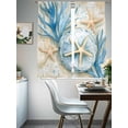 thumbnail image 3 of Vintage Ocean Sheer Curtains 72 Inch Long 2 Panels, Blue Watercolor Coral Starfish Coastal Light Filtering Rod Pocket Curtains, Sheer Voile Drapes for Living Room Bedroom, 52"x72", 3 of 8