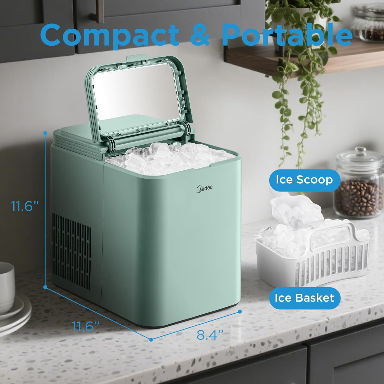 Countertop Bullet Ice Maker, 26lbs/Day Fast Production with -Cleaning for Home Office RV