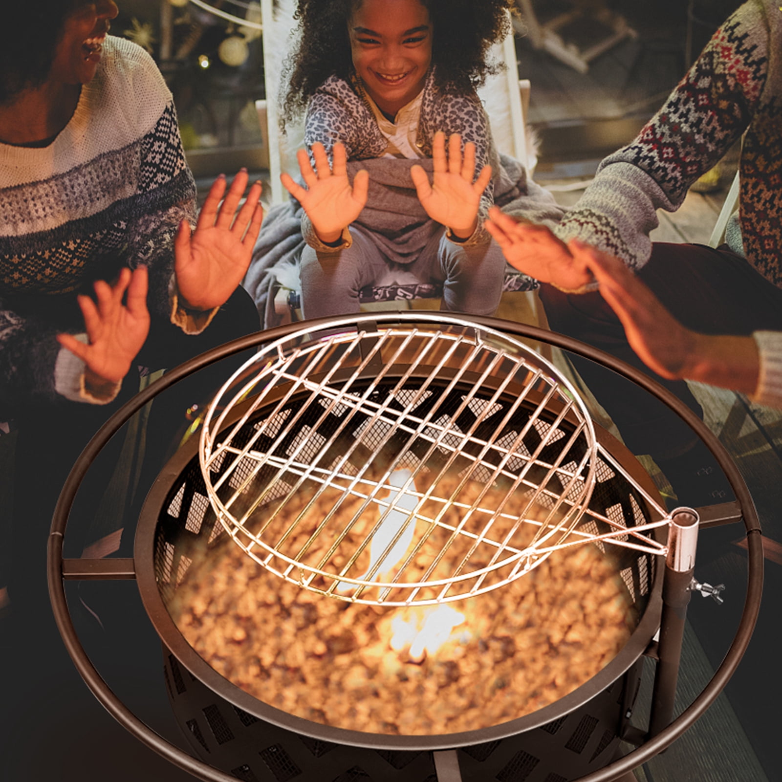 Spaco 29 inch Square Fire Pit for Outside Portable Wood Small Bowl for with Spark Screen, Fireplace Poker,