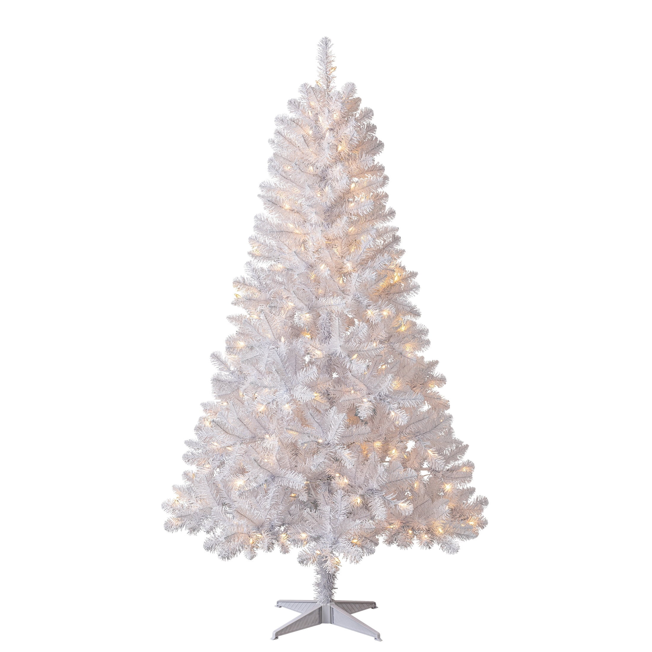 6.5' Pre-Lit Madison Pine White Artificial Christmas Tree with Color-Changing LED Lights and Stand, by Holiday Time