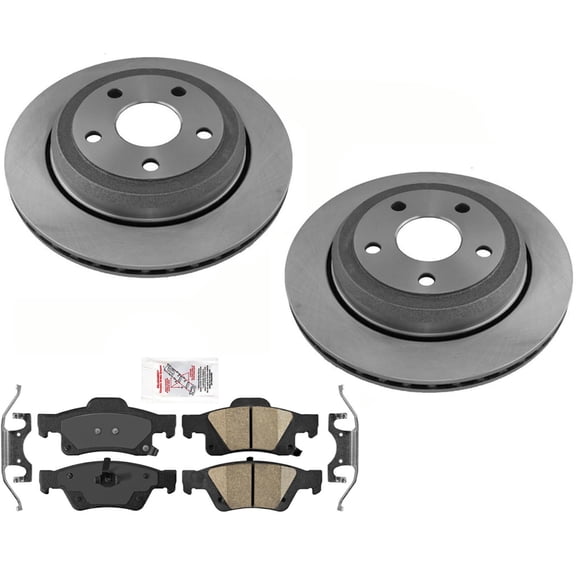 Fits Jeep Grand Cherokee 2011-21 Coated Vented Disc Brake Rotors and Brake Pads
