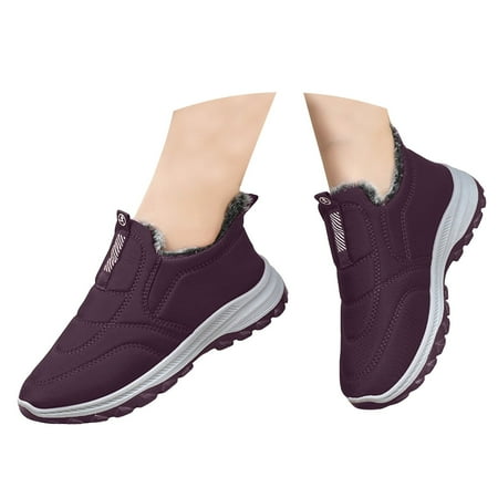 Oyedens Womens Mens Snow Boots Winter Warm Plush Lined Slip on Walking Loafers Sneakers Work Shoes