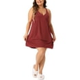 thumbnail image 2 of Agnes Orinda Women's Plus Size Nightgown Spaghetti Strap V Neck Sleeveless Racerback Sleepwear Chemise Nightdress 3X Wine Red, 2 of 6