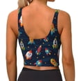thumbnail image 3 of Haiem Spaceships and Stars Pattern Womens Sports Bra - U Neck Padded Low Impact Yoga Bra Workout Crop Top Gym Moisture-Wicking Workout Vest -Medium, 3 of 9