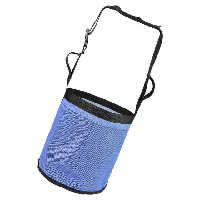 Sac d'Alimentation pour Chevaux Réglable en Maille PVC Alimentation Lente Sac d'Alimentation à Grains Bleu
