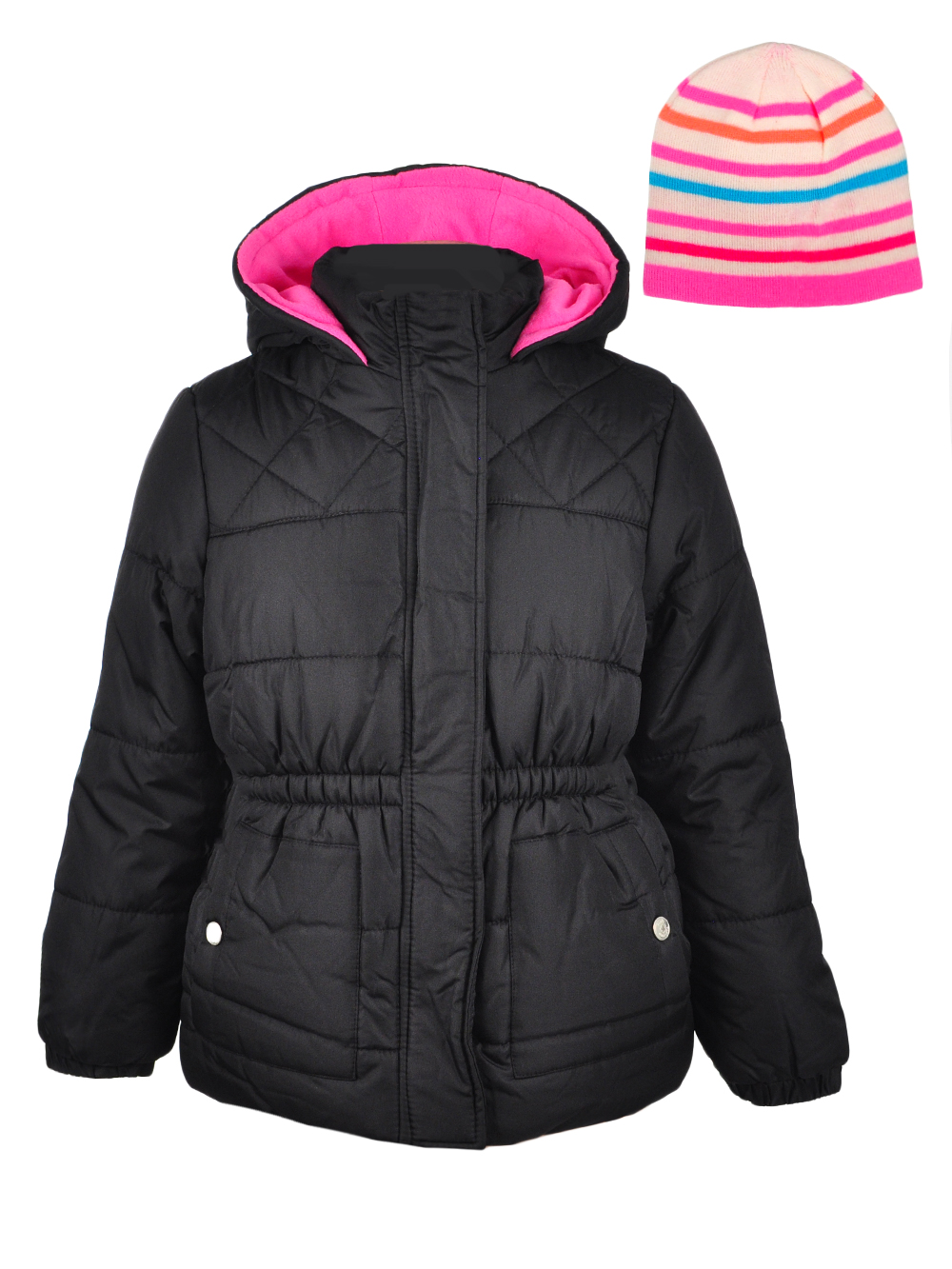 Pink Platinum Pink Platinum Girls' Insulated Jacket with Hat black
