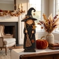 thumbnail image 2 of Wooden Witch Figurine, Halloween Tabletop Decoration, Vintage Character Sculpture for Mantels Shelves and Entryway Tables, Hand-Finished Wood with Tall Freestanding Body, 2 of 7