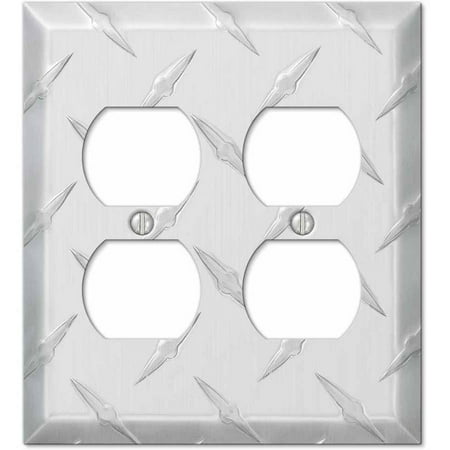 Diamond Plate Aluminum Double Duplex Wallplate (Best Way To Cut Aluminum Diamond Plate)