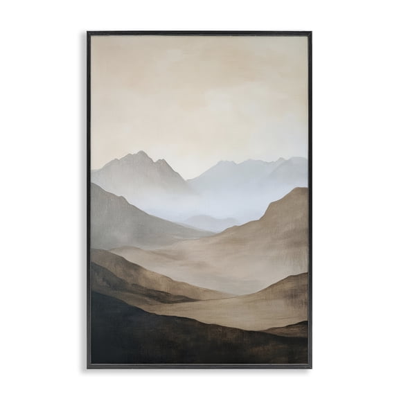 Stupell Industries Foggy Mountains Over Valley Black Framed Giclee Art, design by Petal Prints Design