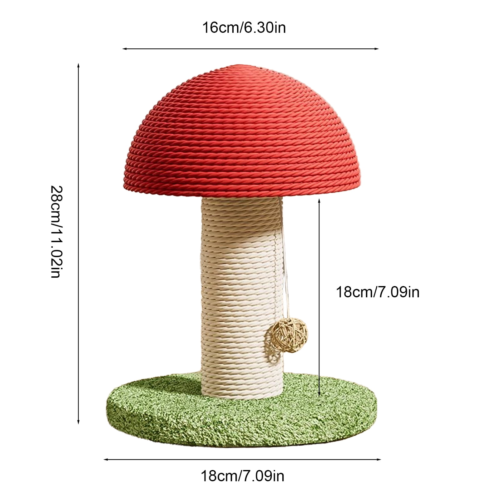 YIFAEUX Mushroom Cat Scratching Post Sisal Rope Mushroom Cat Scratcher Interactive Vertical Cat Climbing Tree And Scratching Toy for Indoor Kittens Adult Cats