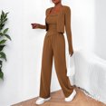 thumbnail image 5 of Fashion Halter Long Pants Jacket Coat For Women's 3 Piece Set Autumn New Casual Simple Sporty Pocket Long Pants Set Female, 5 of 5
