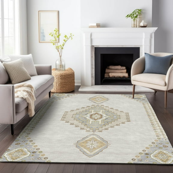 Addison Rugs Chantille Indoor/Outdoor Traditional Vintage Ivory Washable Rectangle Rug, 8' x 10'
