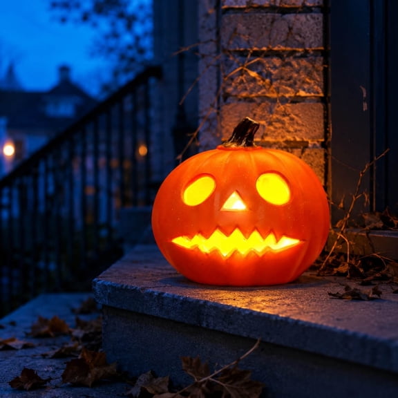 Halloween Blow Mold Pumpkin, LED Pumpkin Decoration with Lifelike Detail, Battery Operated Glowing Light for Indoor Outdoor Home, Yard, and Party Display