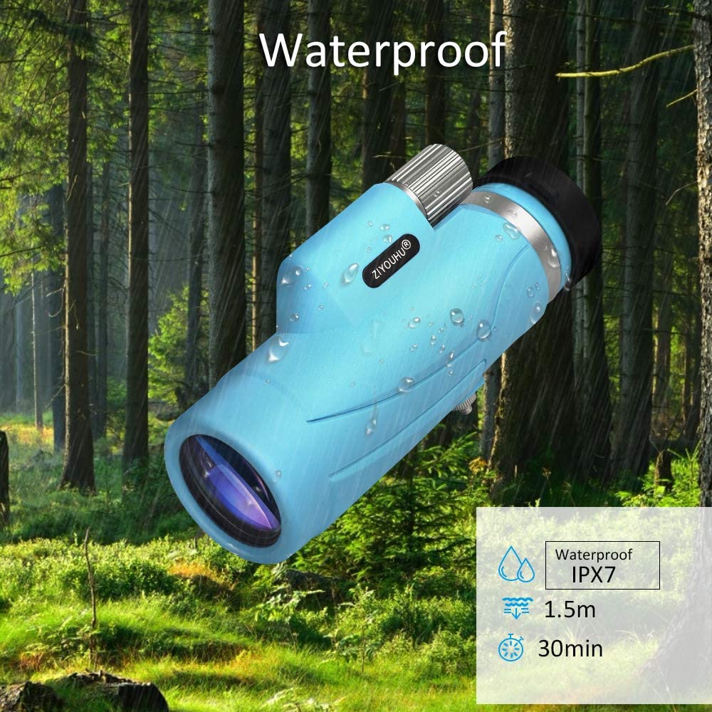 Monocular Telescope, High Power 10X42 Waterproof Monocular with Single Hand Focusing, Bright and Clear, Monocular Scope for Traveling, Blue