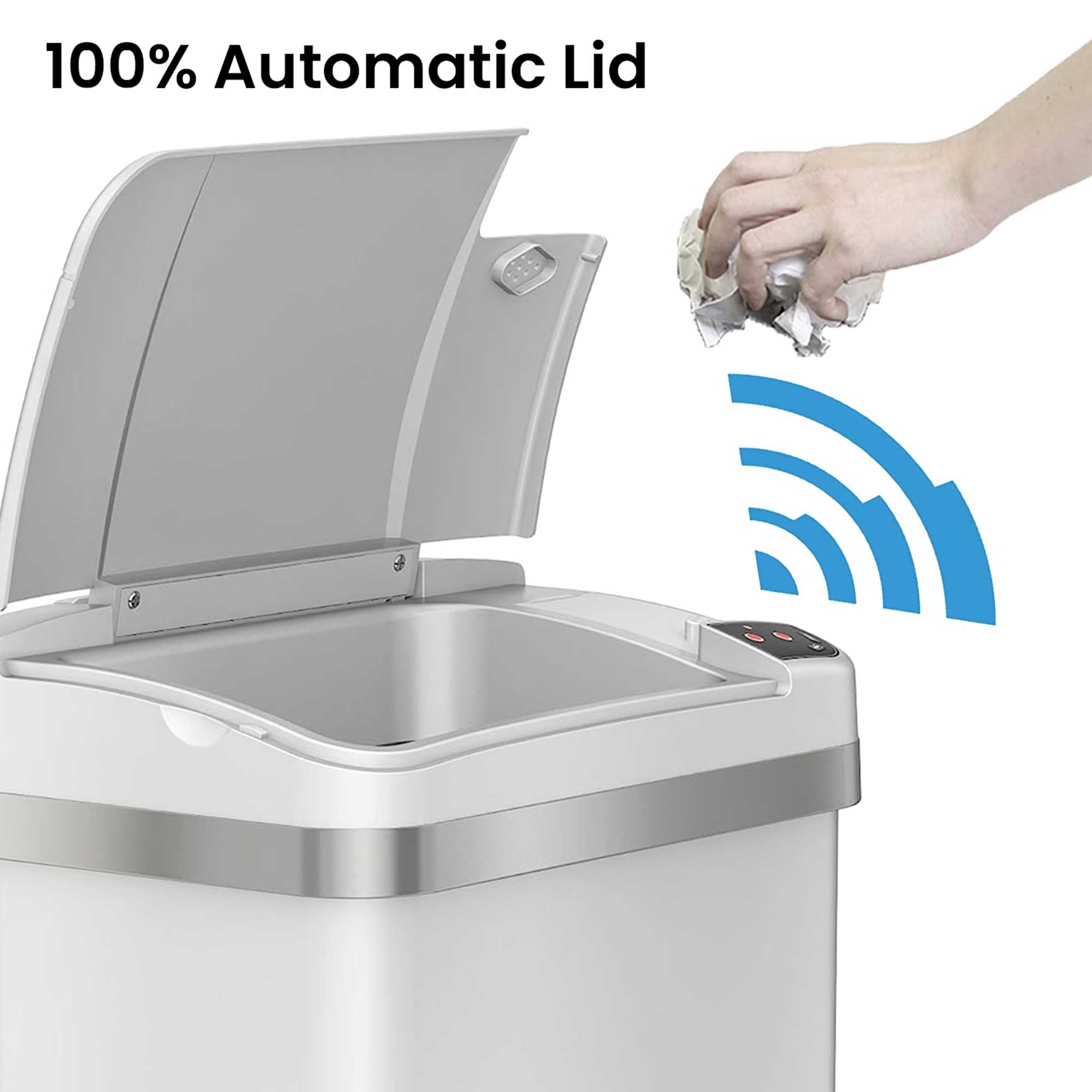 iTouchless 4-Gal Multifunction Sensor Trash Can, Pearl White