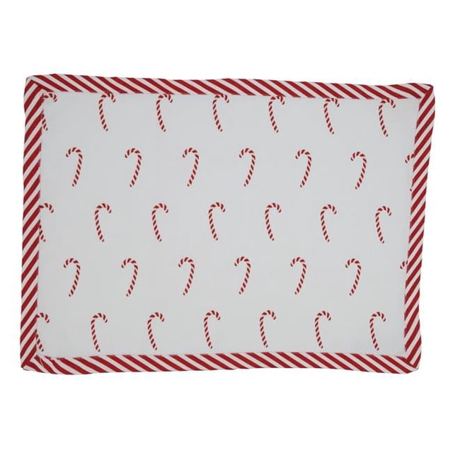 Saro Lifestyle 2198.R1420B 14 x 20 Po. Napperons Candy Cane, Rouge - Ensemble de 4
