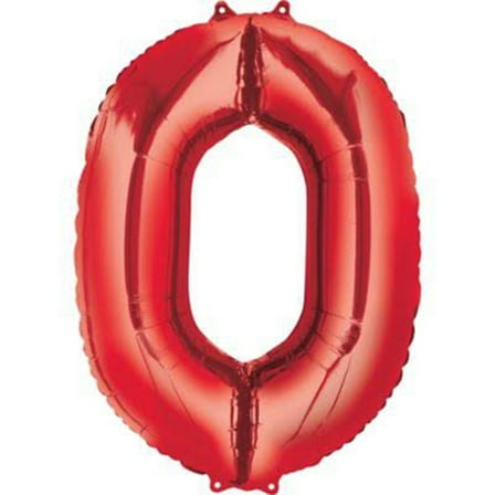 Mayflower Distributing - 34" Number 0 Shaped Foil Balloon - Red - 35"