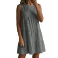 thumbnail image 6 of Summer Beach Dresses for Womens 2026 Plus Size Fashion Linen and Linen Button Loose Pocket Short Sleeved Dress, 6 of 8