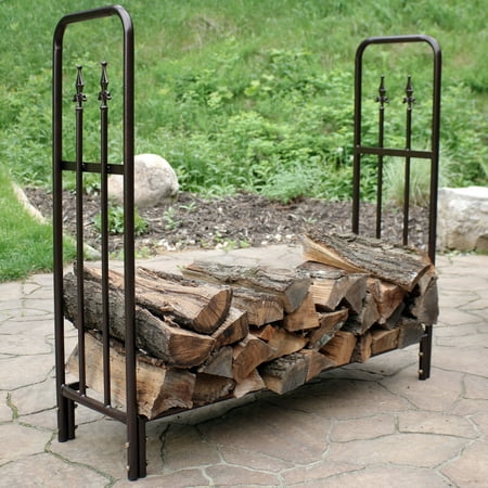 Sunnydaze 4-Foot Firewood Log Rack, Indoor/Outdoor Decorative Wood Storage Holder for Fireplace,