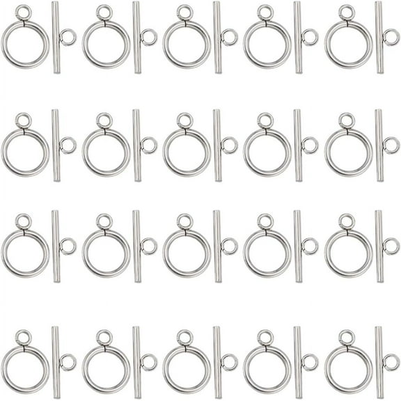1 Box 40 Sets Silver Toggle Clasps OT Clasps Alloy Round Ring Links Closures Clip End Metal Stainless Steel Findings for Jewelry Making Clasps Connectors DIY Crafts Necklace Bracelet Women DIY