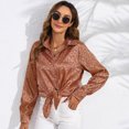 thumbnail image 2 of JCCXIN Blouses For Women Ladies Fashion Casual Leopard Print Color Ding Shirt Ladies Satin Imitation Silk Drape Long Sleeve Shirt Summer Outfits, 2 of 3