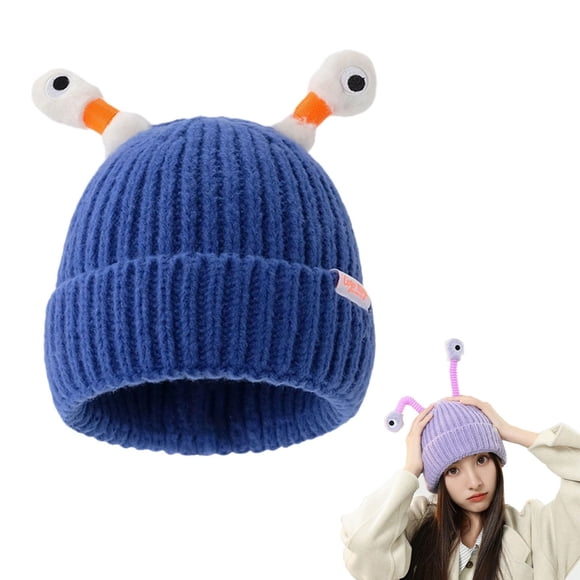 Outfmvch Baseball Cap,Satin Lined Beanie,Camo Hat,Parent Child Cute Glowing Little Knit Hat Funny Handmade Hat With Big Eye Can Be Stretched,Trapper Hat,Fur Hat for Women Blue One Size