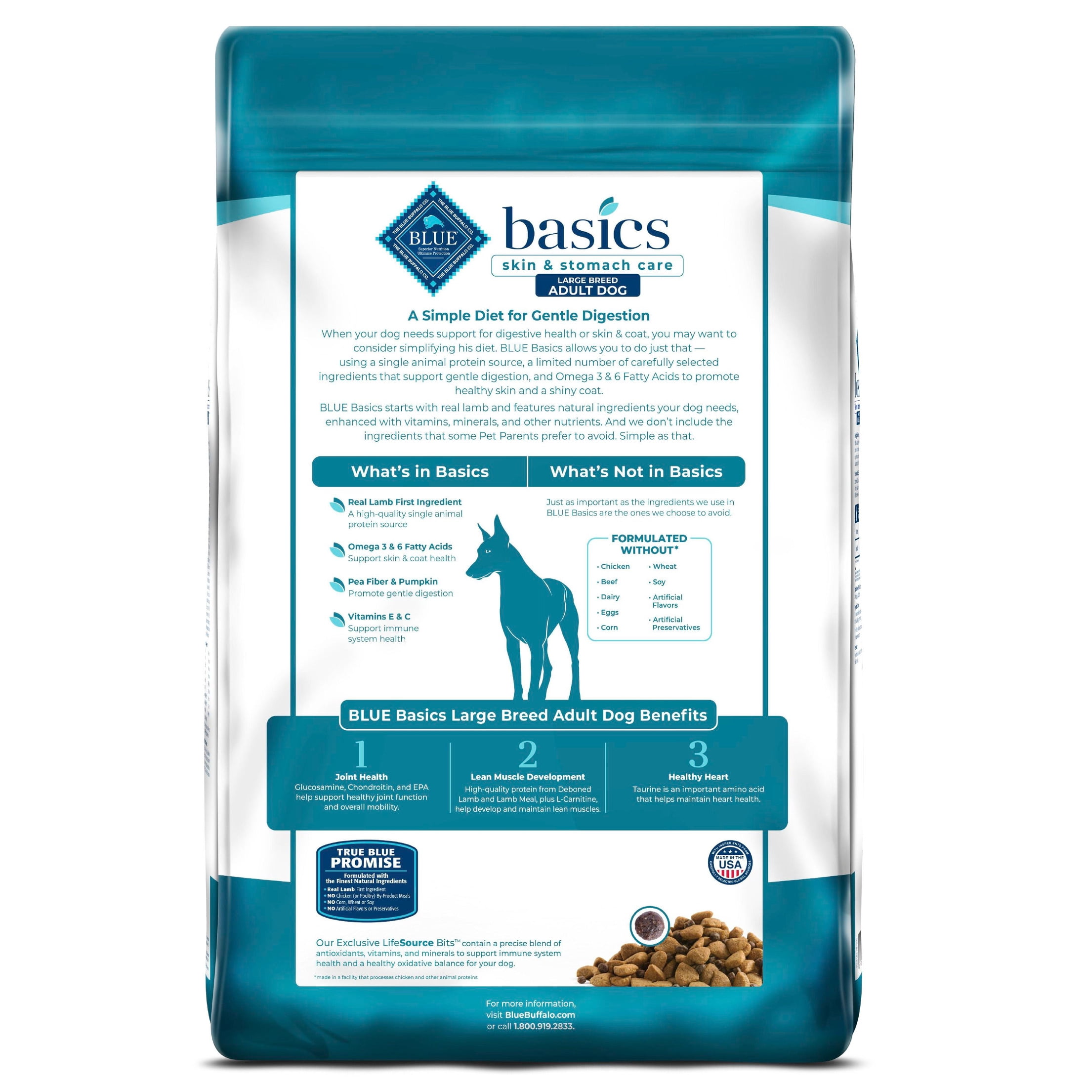 Blue Buffalo Basics Large Breed Dry Dog Food, Lamb & Potato Chicken Free, 22lb Bag