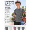 thumbnail image 2 of BenBen 5-Pack Youth Boy T Shirts Short Sleeve Moisture Wicking Performance Tees Everyday Wear Gym, 2 of 7
