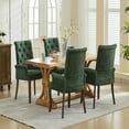 thumbnail image 3 of Resenkos Elegant Tufted Chenille Fabric Accent Dining Chair with Solid Wood Curved Legs for Dining or Kitchen, Olive Green, 3 of 15