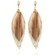 thumbnail image 1 of VANGANIA Aretes largos mujer de plumas doradas y cuero Elegant Gold regalo mujer, 1 of 5