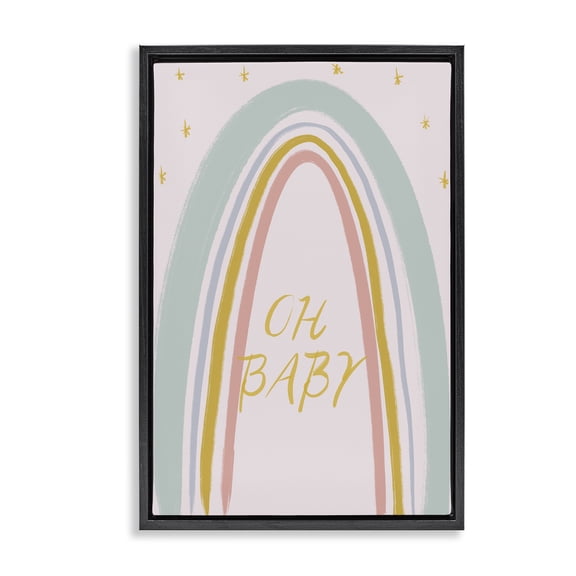 Stupell Industries Oh Baby Rainbow Black Framed Floater Canvas Wall Art, design by Lucille Price