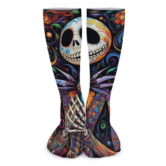Jack-Skellington Socks for Women Men Novelty Graphic Printed Crew Tube Socks Funny Gifts