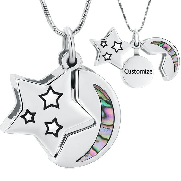 Personalize Openable Stainless Steel Sun Moon Star Urn Pendant Memory Necklace for Cremation Ashes Keepsake Memorial Jewelry