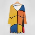 thumbnail image 4 of Mondrian Inspired（3） Long Sleeve Dresses For Women Vintage Elegant Party Dress Oversized V-neck Dress S-8XL, 4 of 7