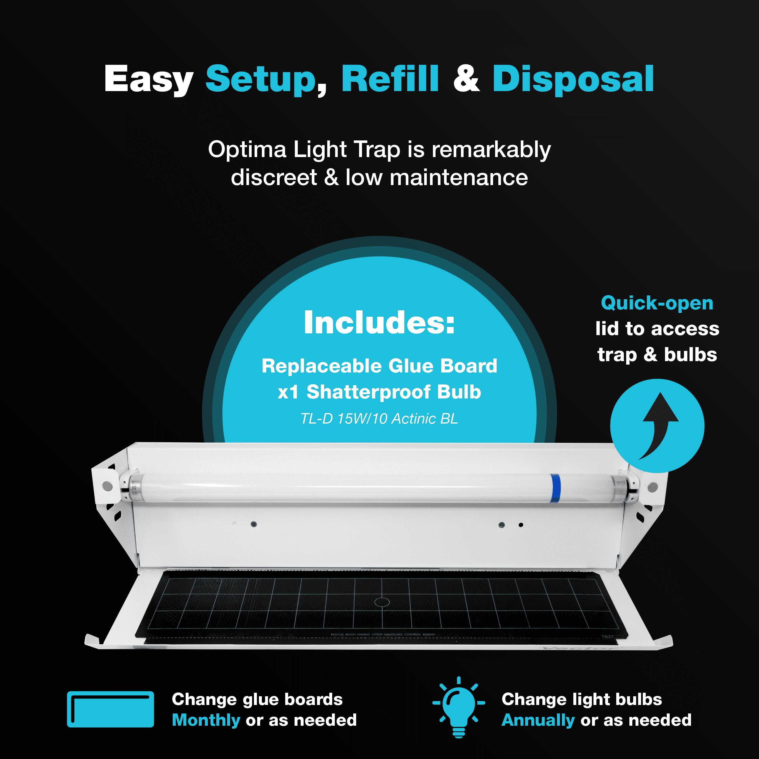 Catchmaster Vector Optima Fly Trap, UV Light Fly Traps for Home, Indoor Bug Catcher, White