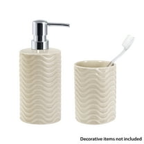 Mainstays Beige Wave 2-Piece Ceramic Bath Accessory Set for Adults