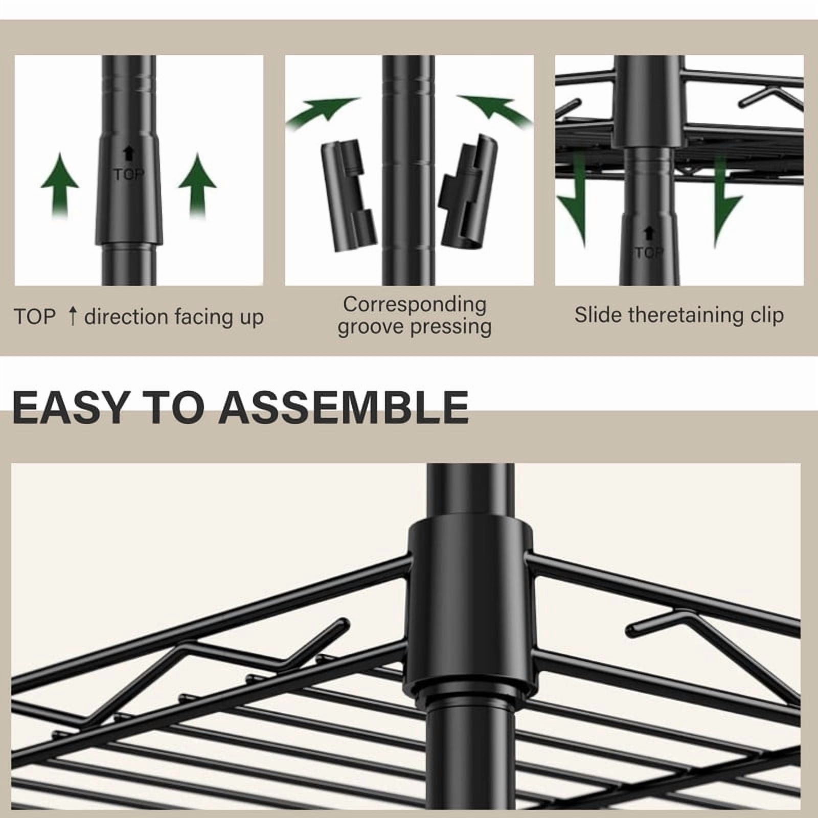 3-Tier Shelving Unit, Heavy Duty Metal Wide Storage, Adjustable Standing Wire Rack Storage Shelf for Kitchen, Pantry, Garage, Laundry, 13.8" D x 23.6" W x 30" H