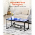 thumbnail image 2 of KFFKFF Modern Coffee Table with Tempered Glass and Lighting, Two-Tier Rectangular Design with Open Storage, Sleek Metal Accent End Table for Living Room or Office, Simple Assembly, 2 of 9