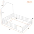 thumbnail image 2 of Full Size Metal House Platform Bed with Guardrail and Chimney, White, 2 of 9