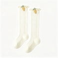 thumbnail image 2 of ZACPNCV Baby Boys Girls Mesh Long Socks Ruffled Cuff Cute Carrot Embroidery Knee High Socks Soft Loose Non Binding Leg Warmer Socks Beige, 2 of 5