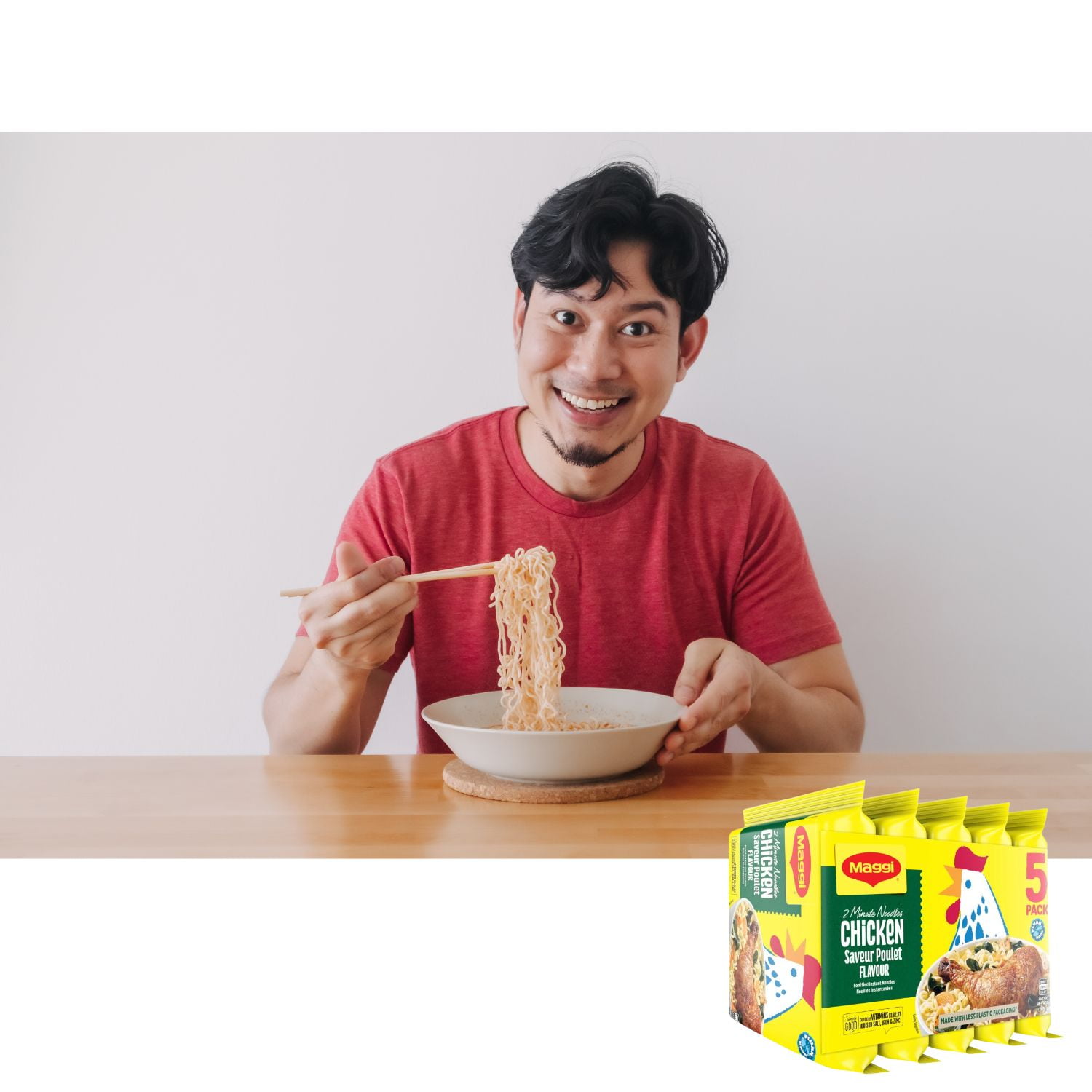 Instant 2 Minute MAGGI Noodles Chicken Flavor (Pack Of 10 x 80g EA) Enjoy your Chicken flavoured noodles, To boost the goodness in your bowl ... HALAL