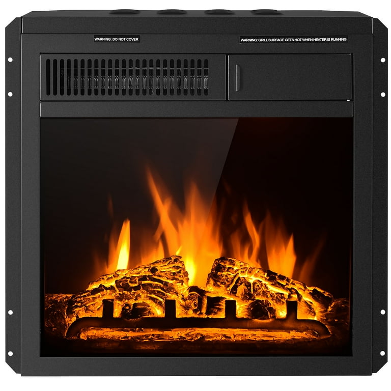 Costway 18'' Electric Fireplace Insert Freestanding u0026 Recessed Heater Log  Flame Remote - Walmart.com